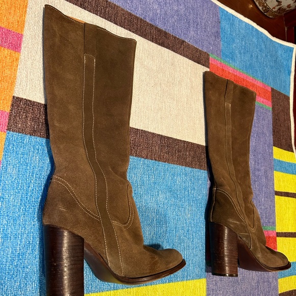 *ALL LEATHER* Genuine suede/leather stacked heel distressed Sam Edelman boots - Picture 13 of 16